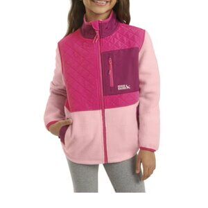 NWT Eddie Bauer Kids Full Zip Polar Fleece Jacket Quilted Pink Size L 10/12